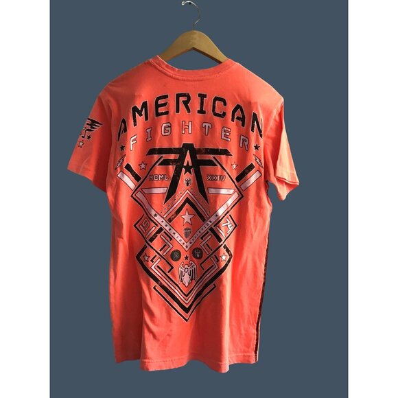 AMERICAN FIGHTER- MEN'S SHORT SLEEVE FRONT & BACK GRAPHIC T-SHIRT SIZE SMALL - Picture 2 of 6